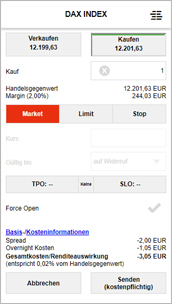  CFD App Orderfunktionen